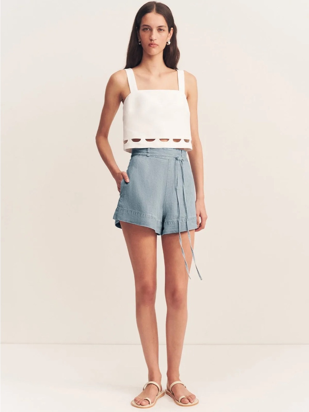 Shona Joy Birdie Scallop Crop Top - Size 10